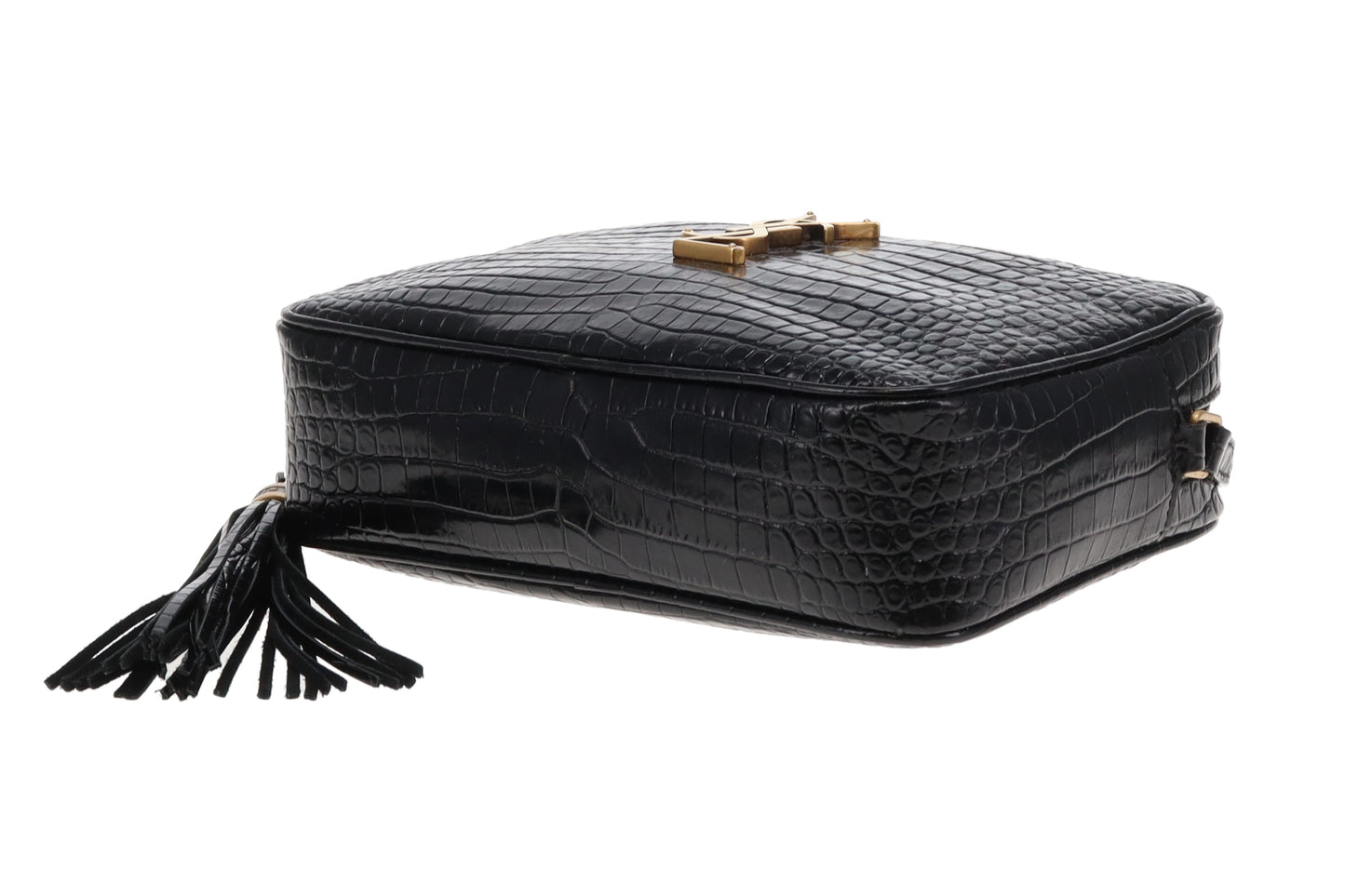 Saint Laurent Lou Camera Bag Black Croc Embossed GHW 2022