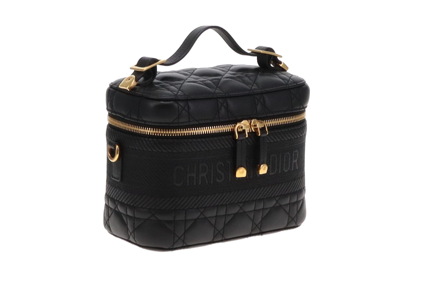 Dior Black Cannage Leather Small Diortravel Vanity with Strap 2020