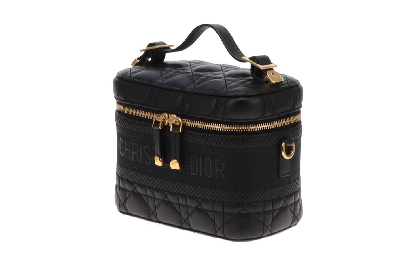 Dior Black Cannage Leather Small Diortravel Vanity with Strap 2020