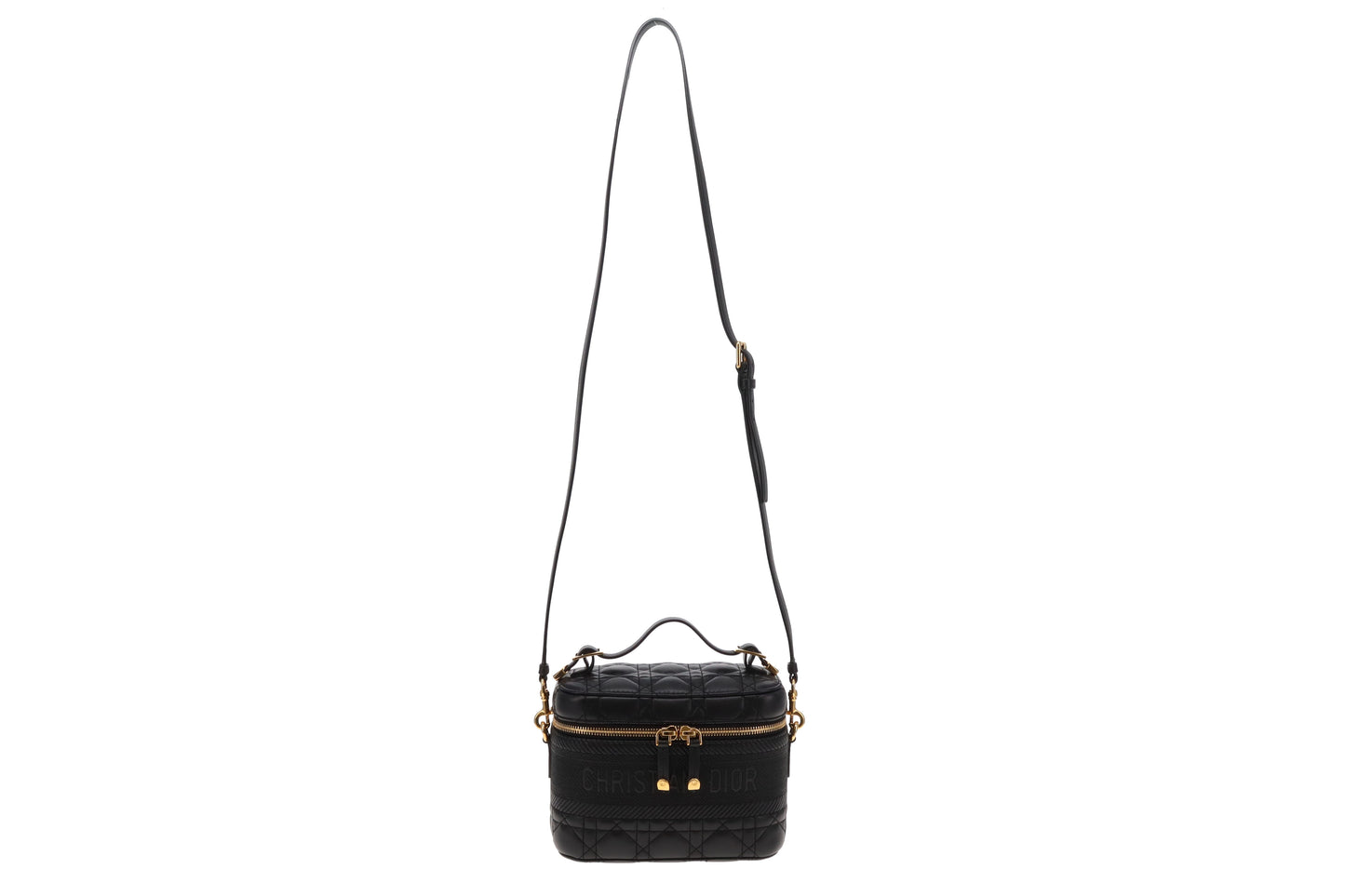 Dior Black Cannage Leather Small Diortravel Vanity with Strap 2020