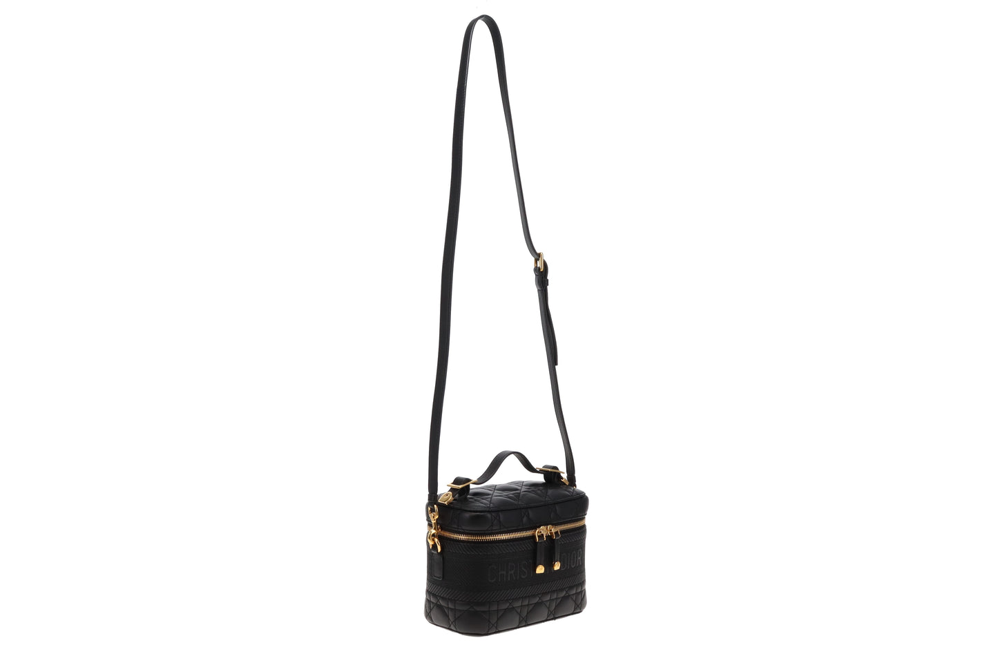 Dior Black Cannage Leather Small Diortravel Vanity with Strap 2020