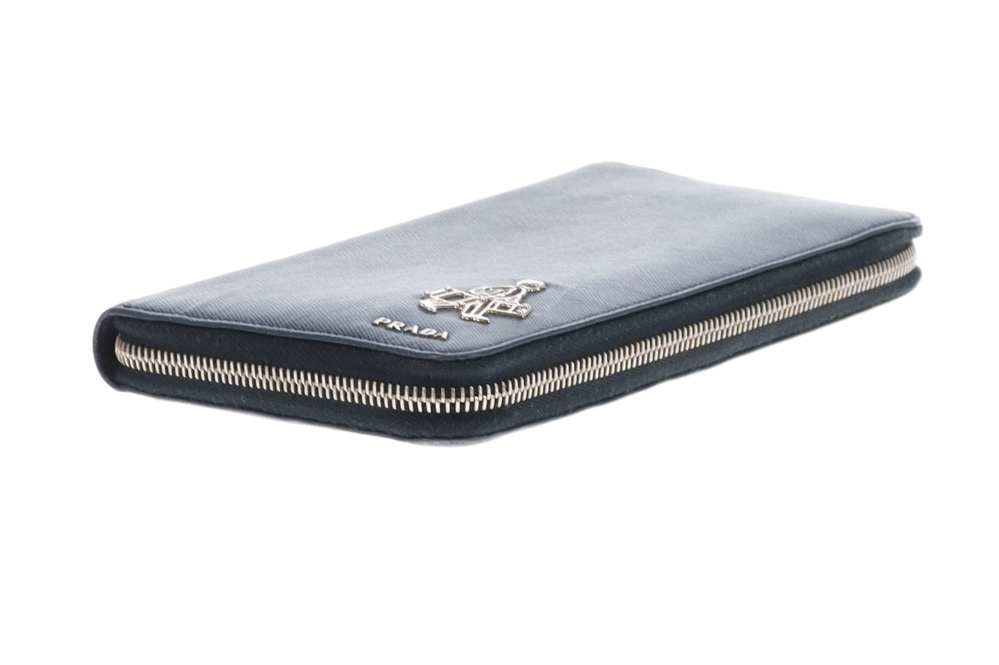 Prada Saffiano Unisex Travel Wallet Navy With Bellboy Feature