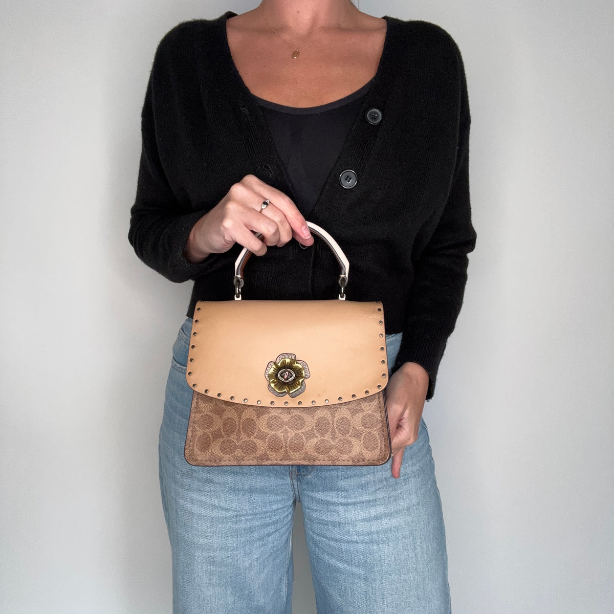 Coach Parker Signature Top Handle Bag With Crossbody Strap