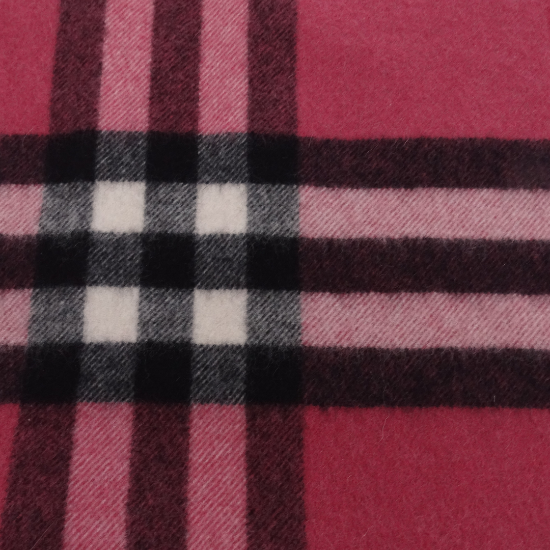 Burberry Check Scarf Pink 100% Cashmere