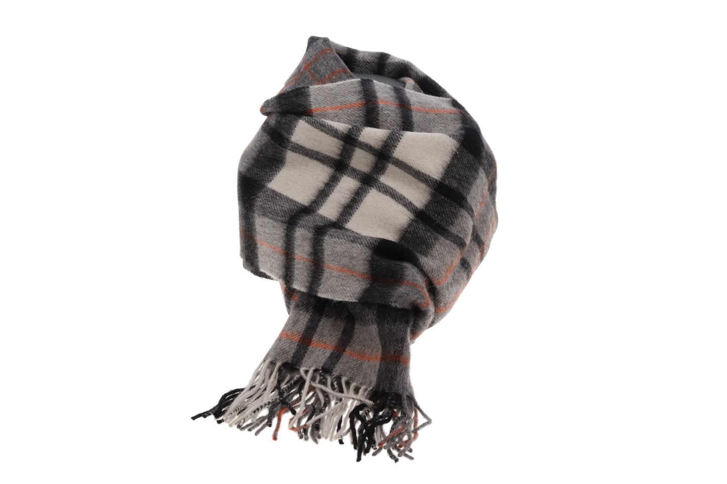 Burberry Scarf Grey/Orange Check 100% Lambswool