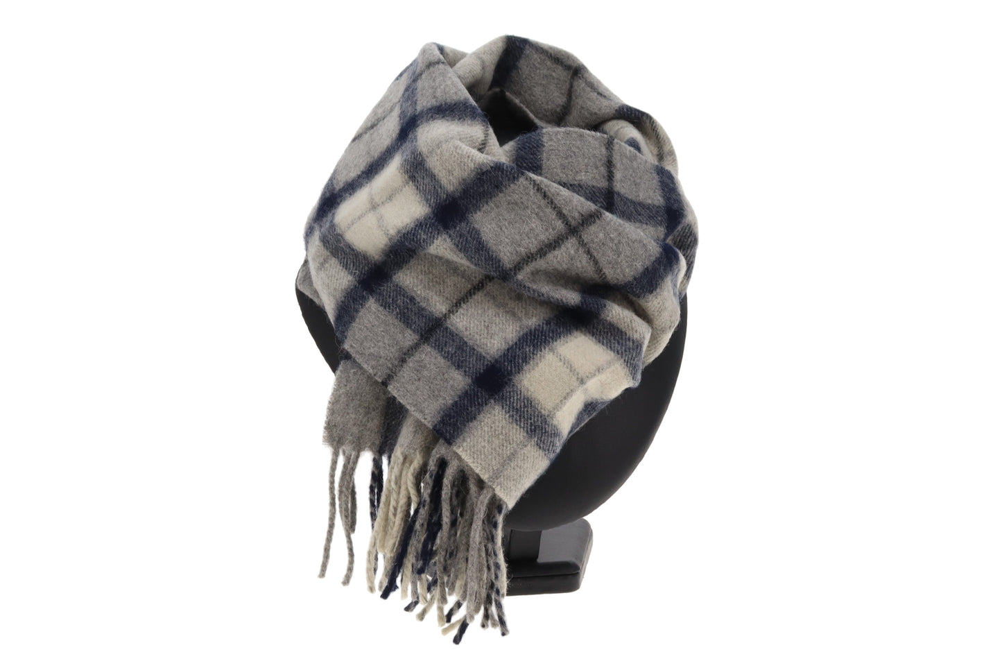Burberry Scarf Grey/Navy Check 100% Lambswool