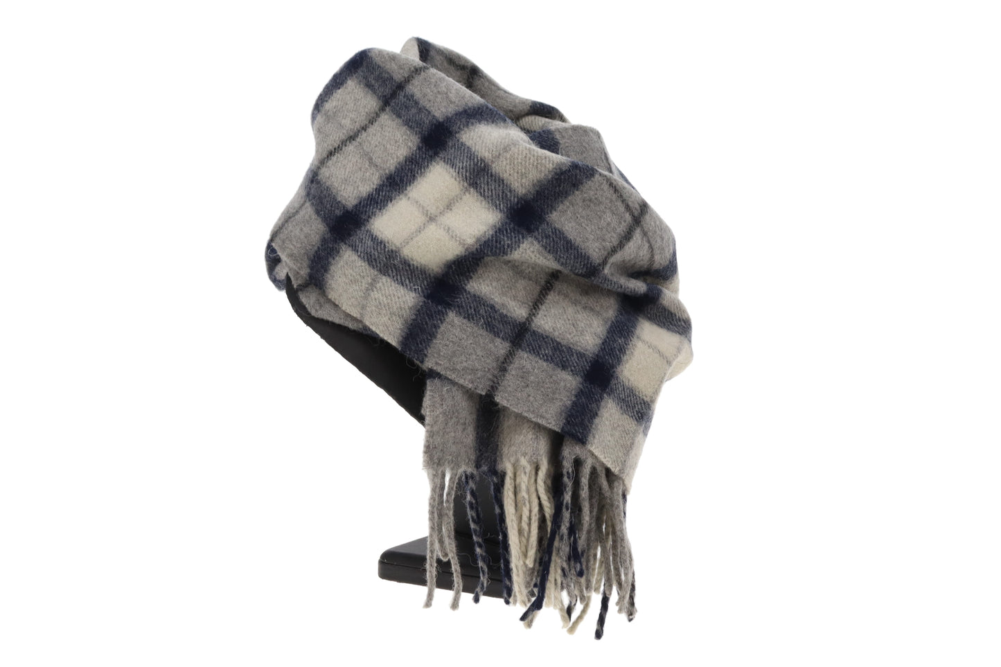 Burberry Scarf Grey/Navy Check 100% Lambswool