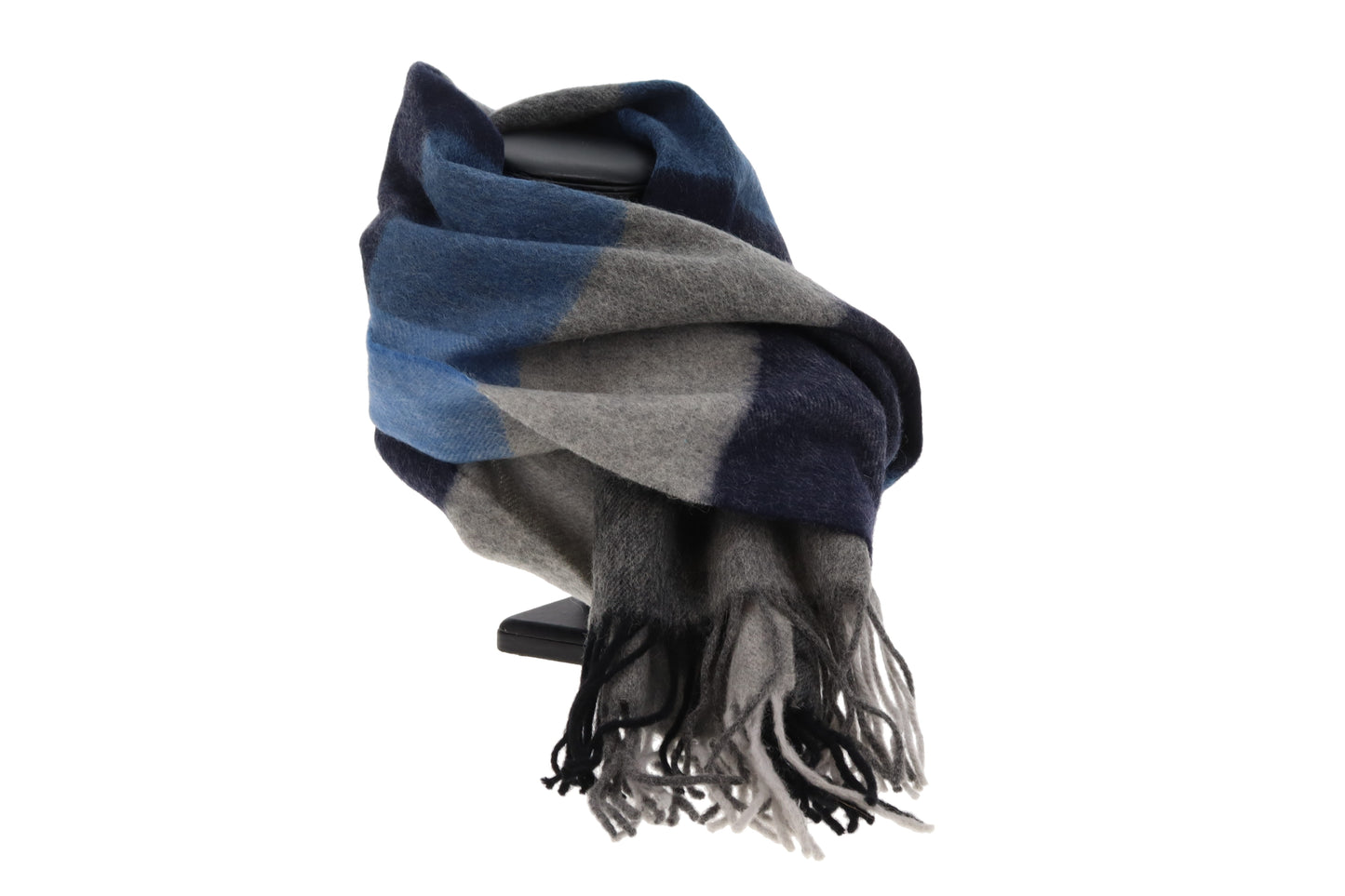 Burberry Scarf Grey/Navy/Blue Check 100% Lambswool