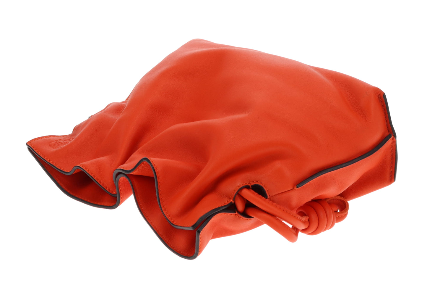 Loewe Flamenco Chain Mini Orange Leather Clutch