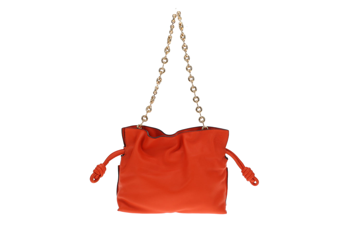 Loewe Flamenco Chain Mini Orange Leather Clutch