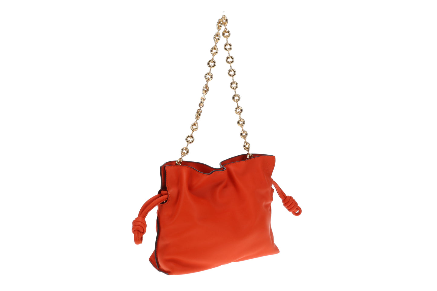Loewe Flamenco Chain Mini Orange Leather Clutch