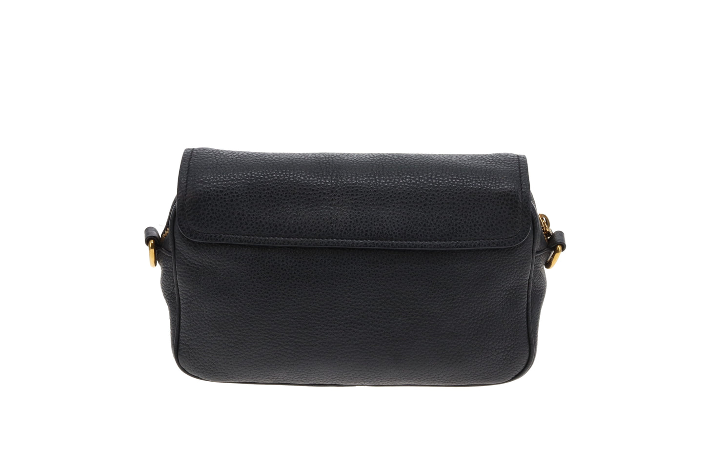 Prada Camera Bag with Flap Black Leather GHW