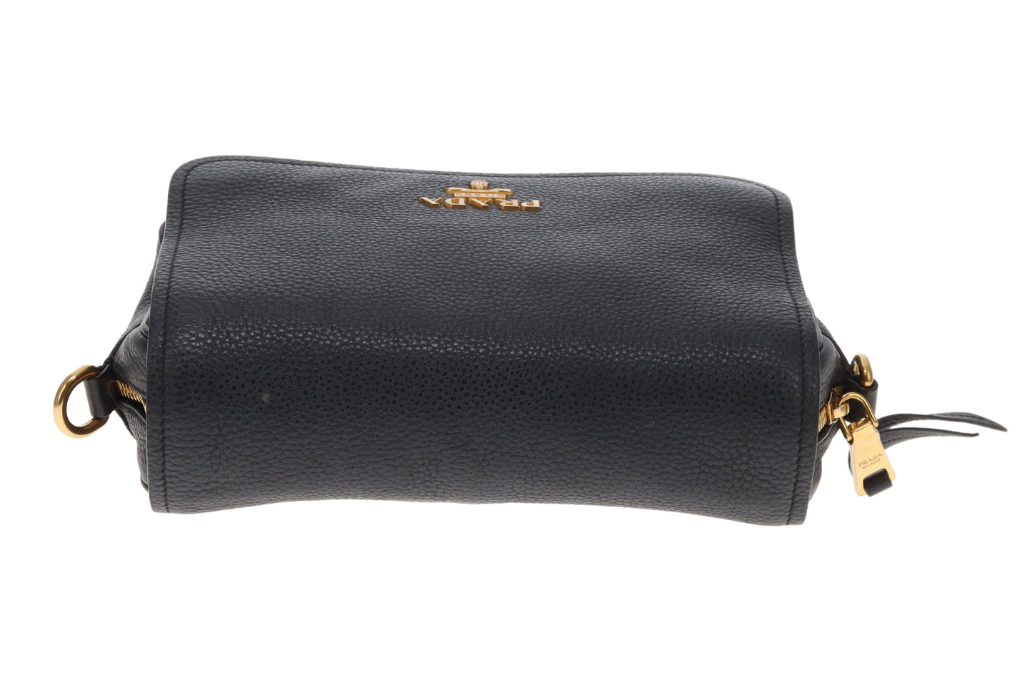 Prada Camera Bag with Flap Black Leather GHW