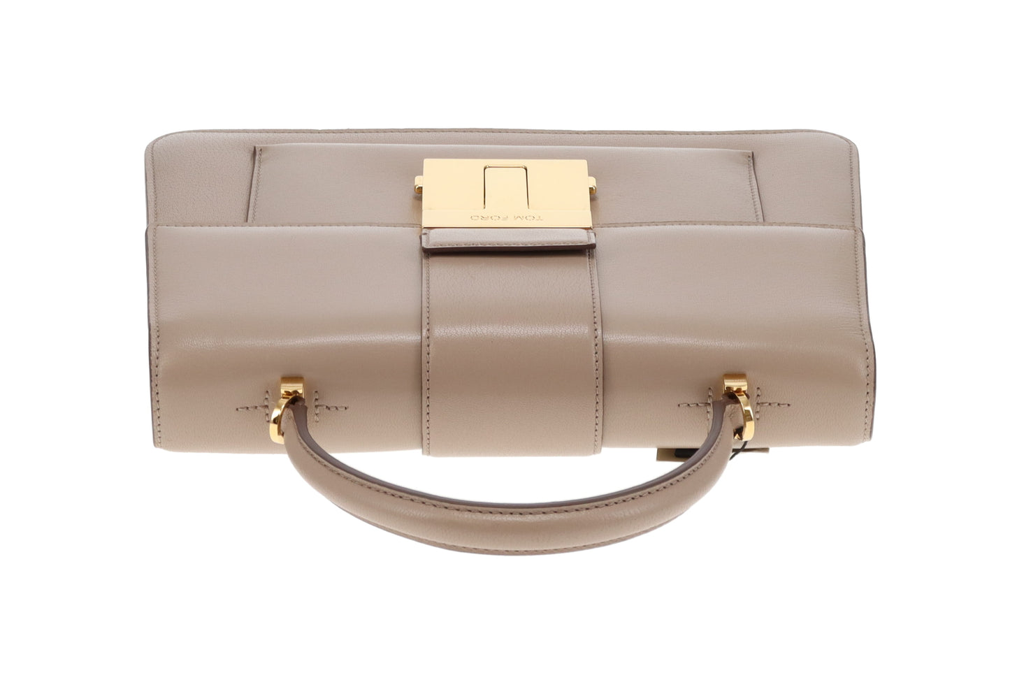 Tom Ford Beige Smooth Leather T-Clasp Top Handle Bag