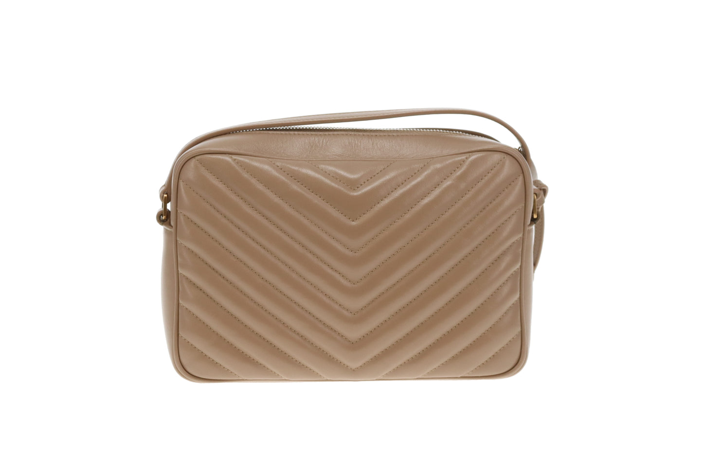Saint Laurent Lou Camera Bag Chevron Dark Beige