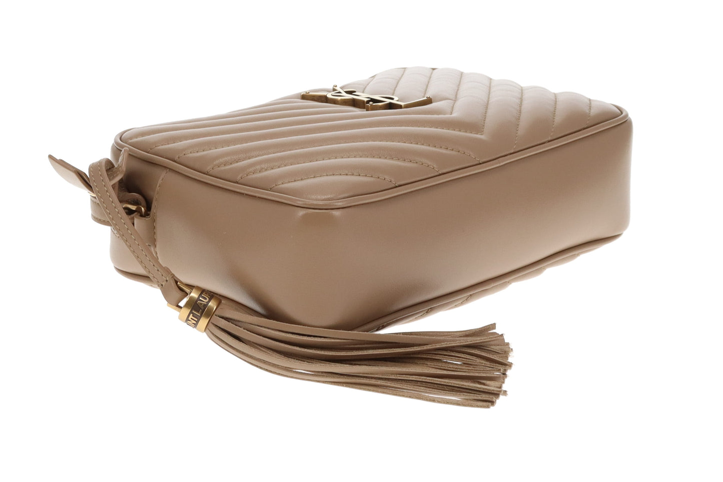 Saint Laurent Lou Camera Bag Chevron Dark Beige