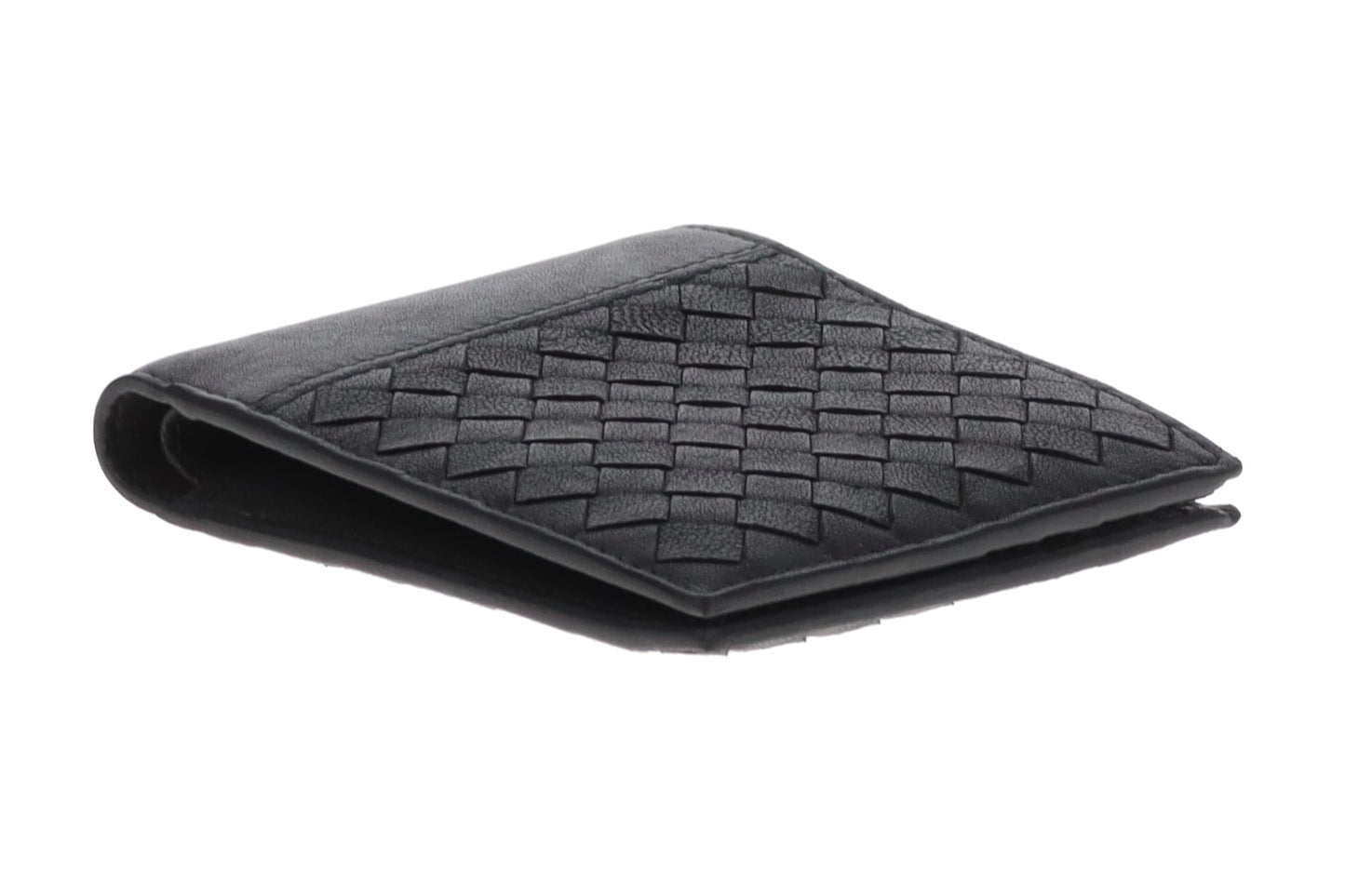 Bottega Veneta Bifold Mens Wallet In Intrecciato Black & Grey Leather