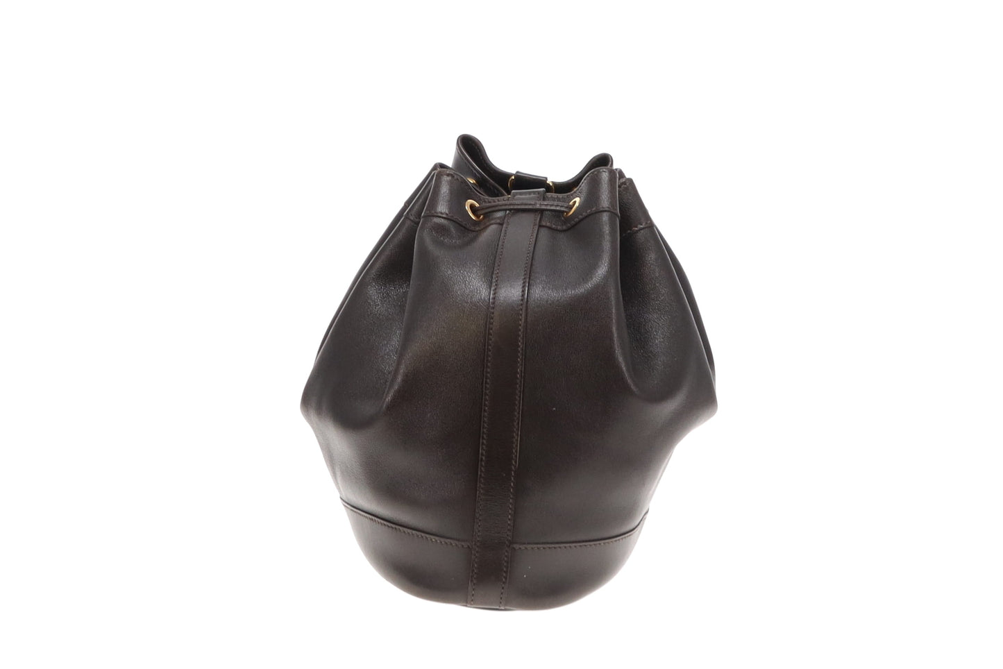 Hermes Dark Brown Gulliver Leather Market Bucket Bag GH