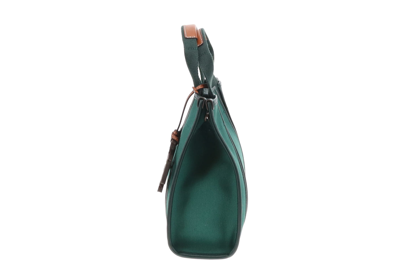 Tory Burch Tory Leather Trimmed Canvas Tote Dark Green