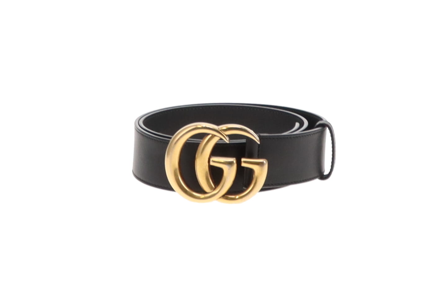 Gucci Black Leather GHW GG 4cm Belt 80cm