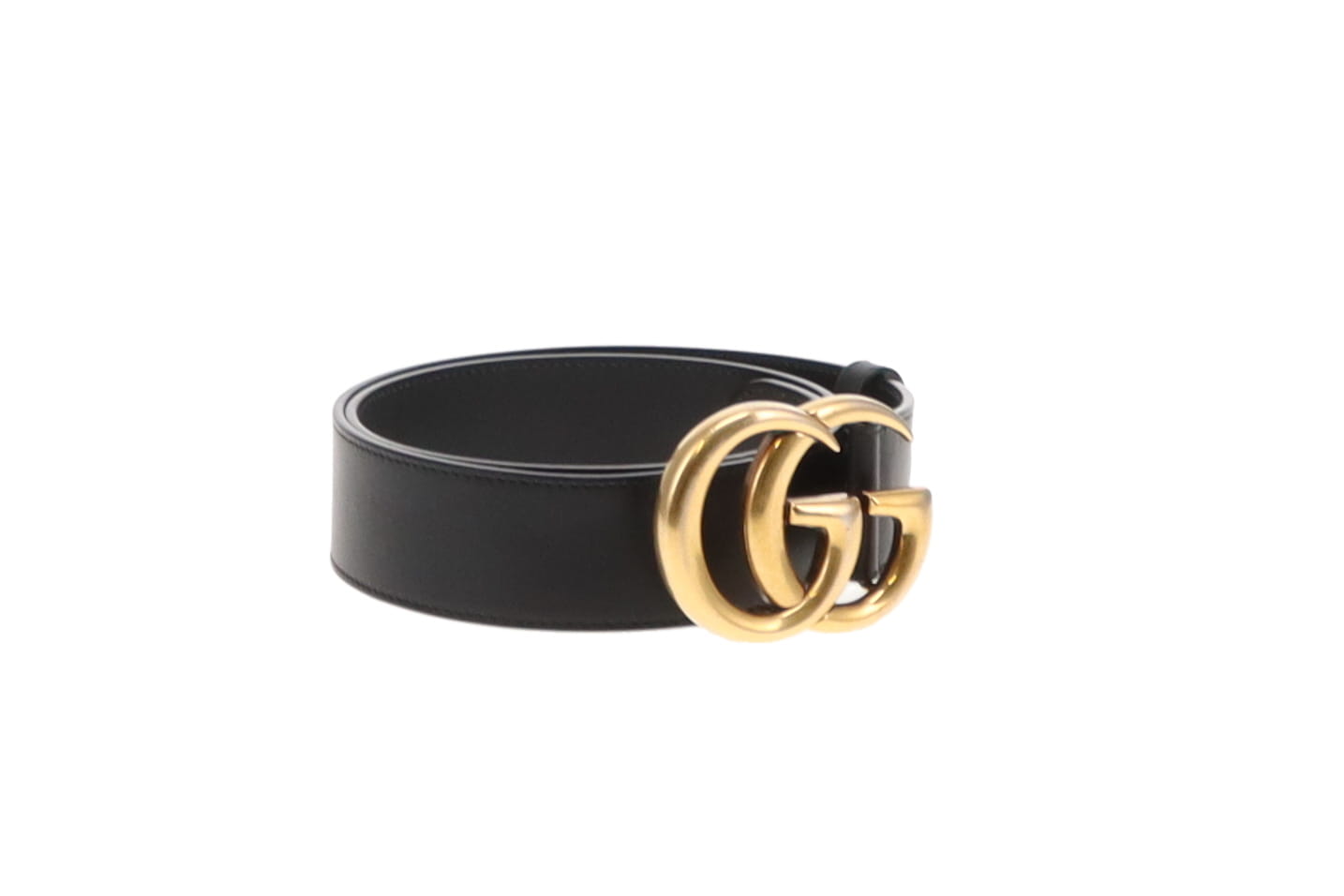 Gucci Black Leather GHW GG 4cm Belt 80cm