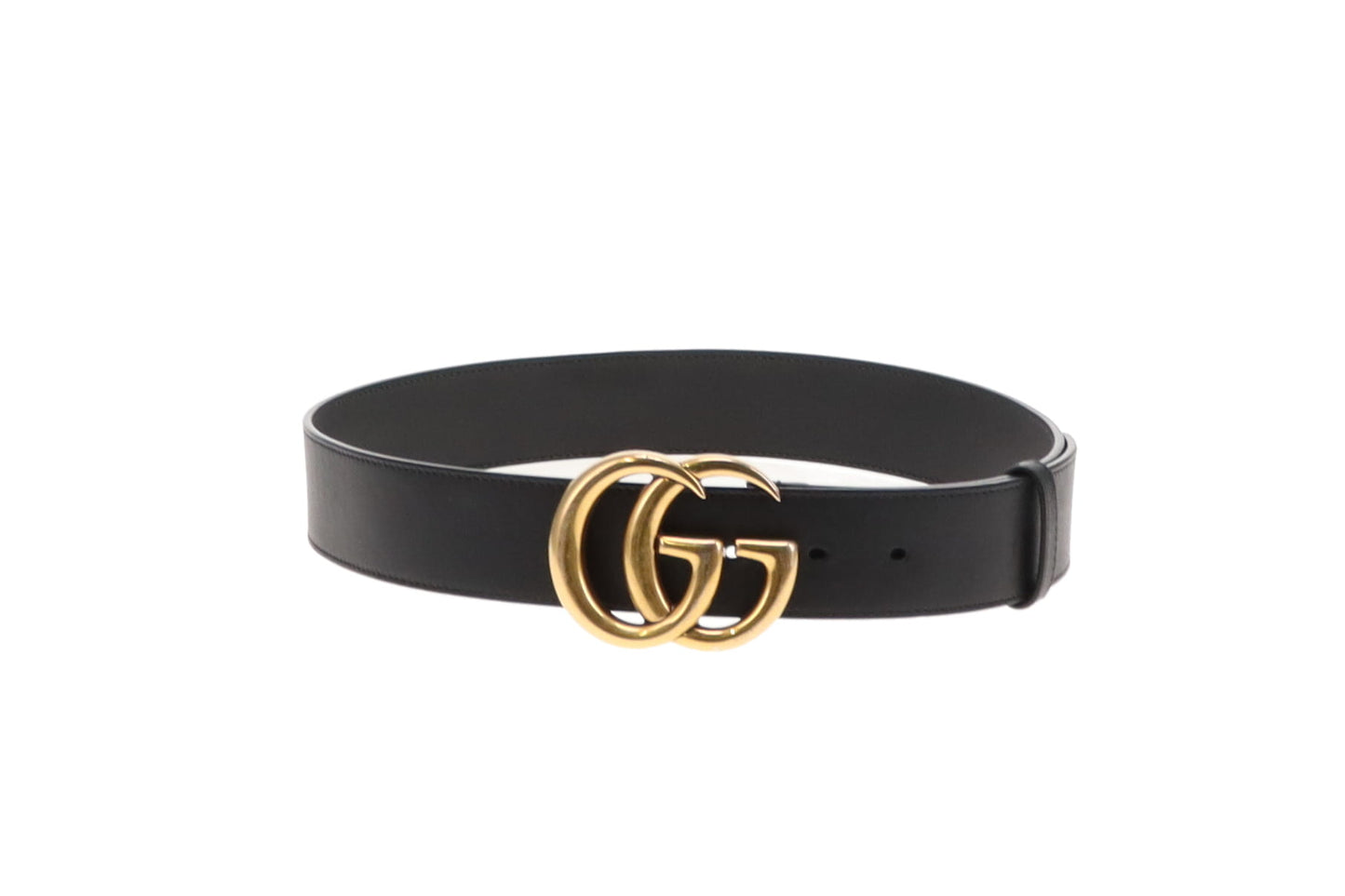 Gucci Black Leather GHW GG 4cm Belt 80cm