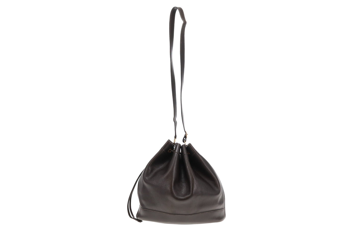 Hermes Dark Brown Gulliver Leather Market Bucket Bag GH