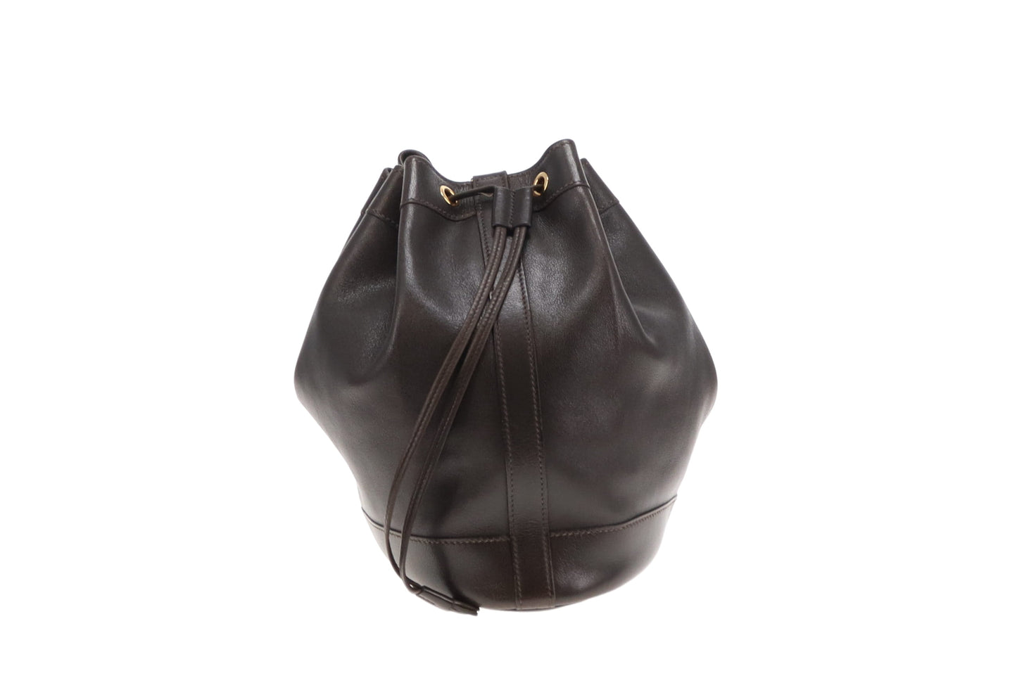 Hermes Dark Brown Gulliver Leather Market Bucket Bag GH