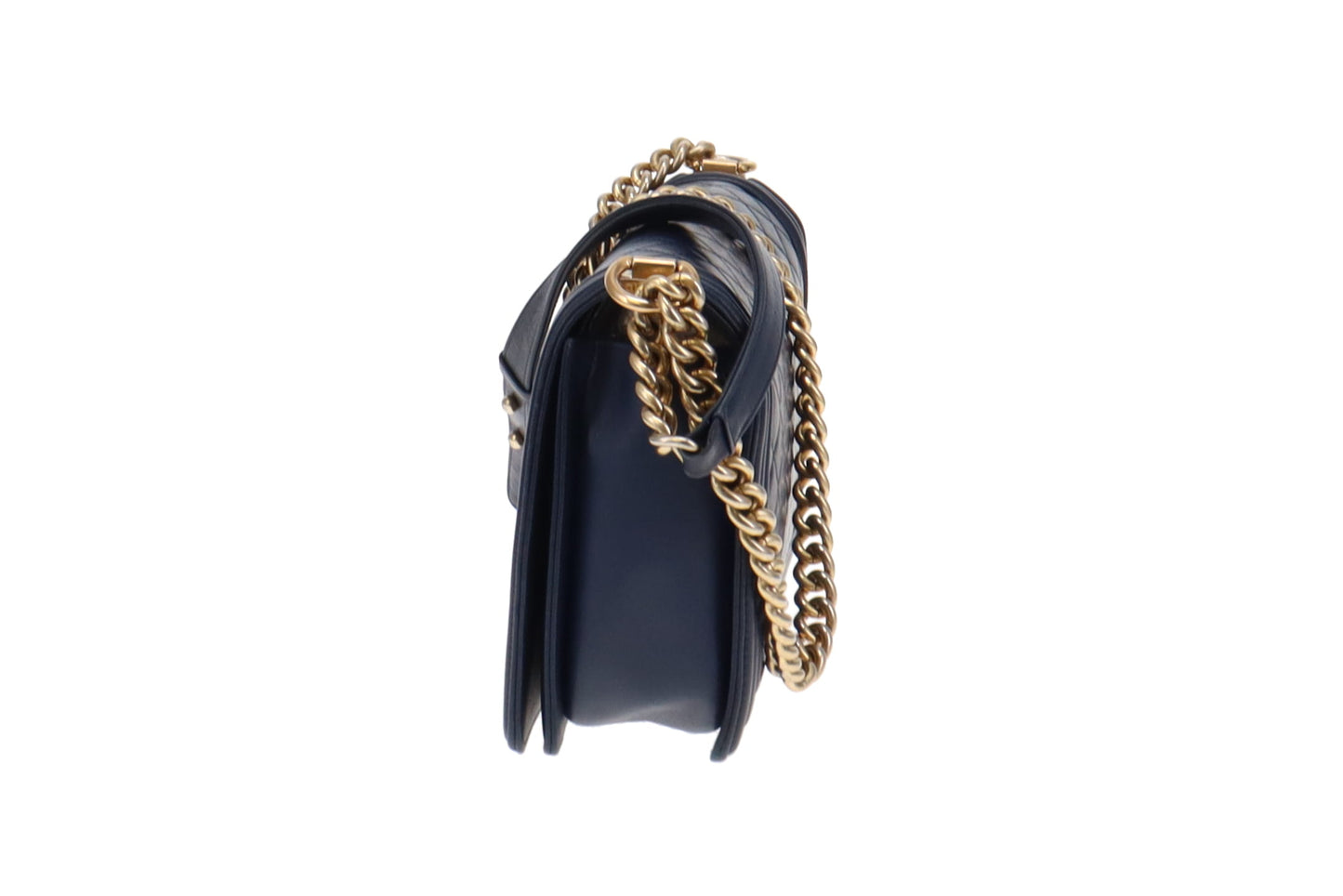 Chanel Navy and GHW New Medium Boy Bag 2015/16 (21 series)