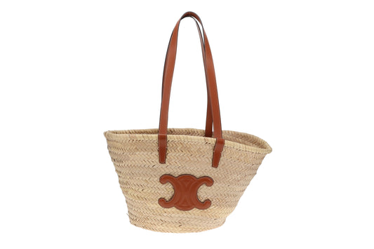 Celine Classic Panier Basket Bag Palm Leaves and Calfskin 2022
