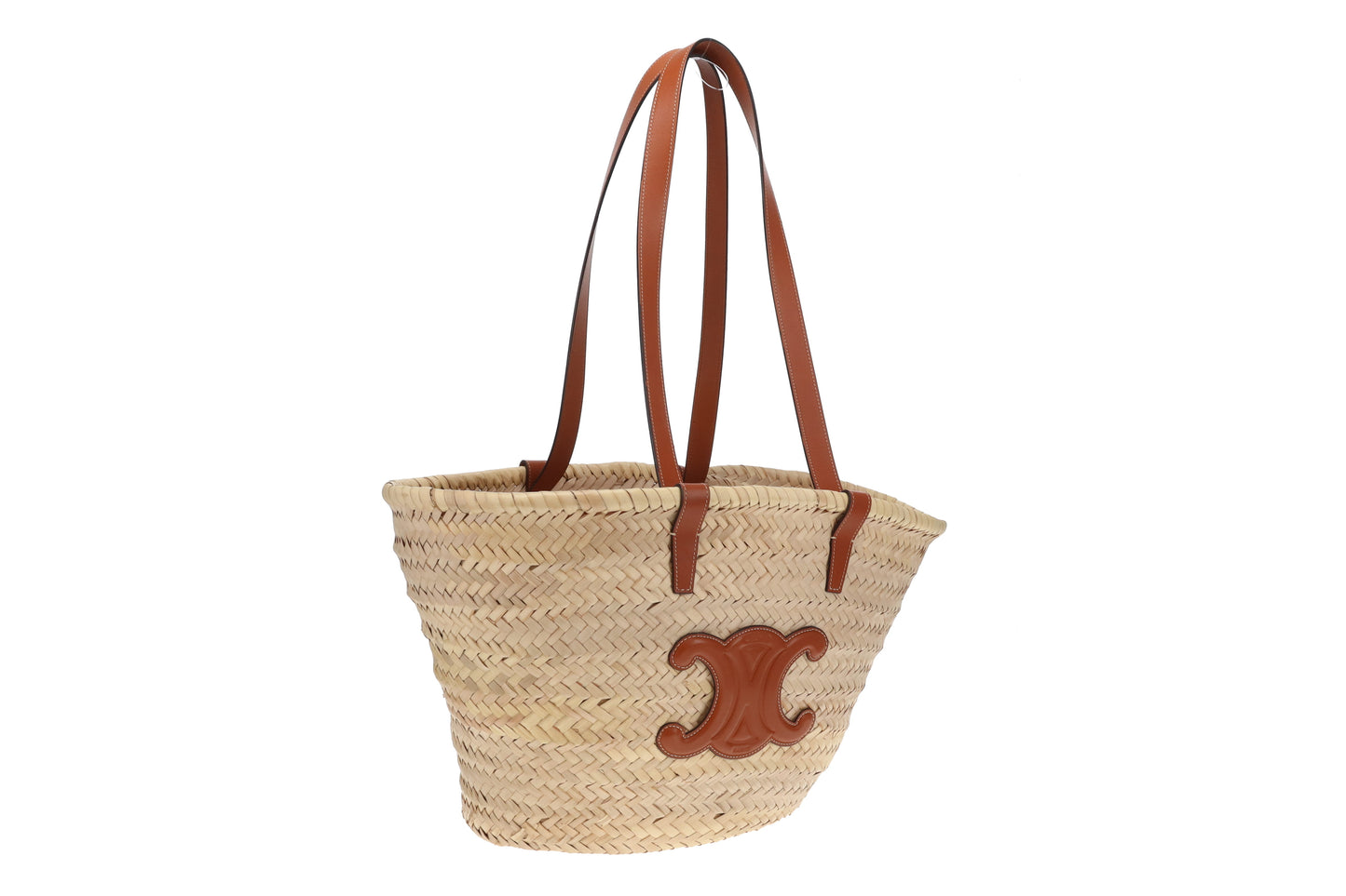 Celine Classic Panier Basket Bag Palm Leaves and Calfskin 2022