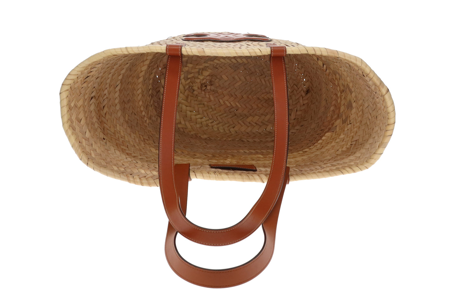 Celine Classic Panier Basket Bag Palm Leaves and Calfskin 2022