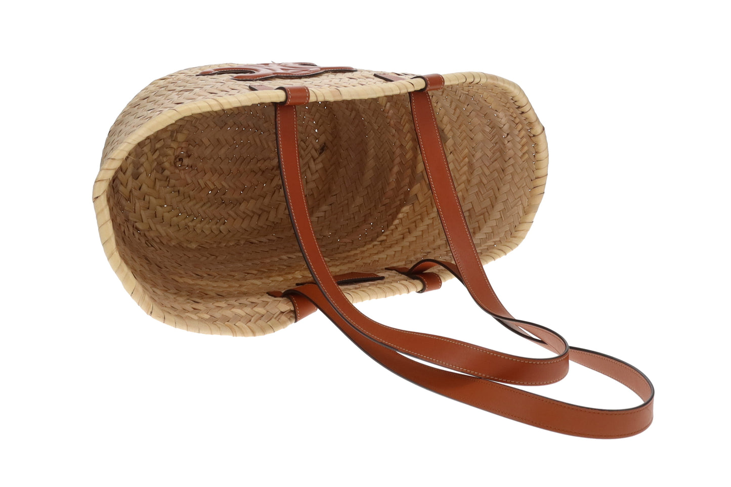 Celine Classic Panier Basket Bag Palm Leaves and Calfskin 2022
