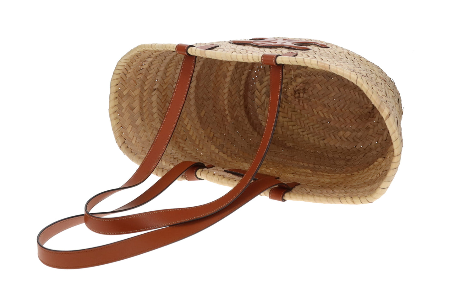 Celine Classic Panier Basket Bag Palm Leaves and Calfskin 2022