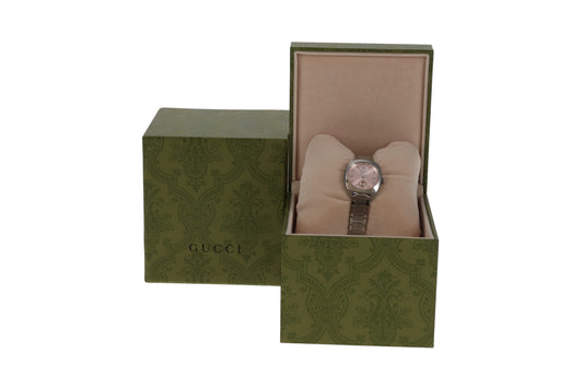 Gucci Interlocking 29mm Pink Dial Diamond Dots Steel Bracelet Watch