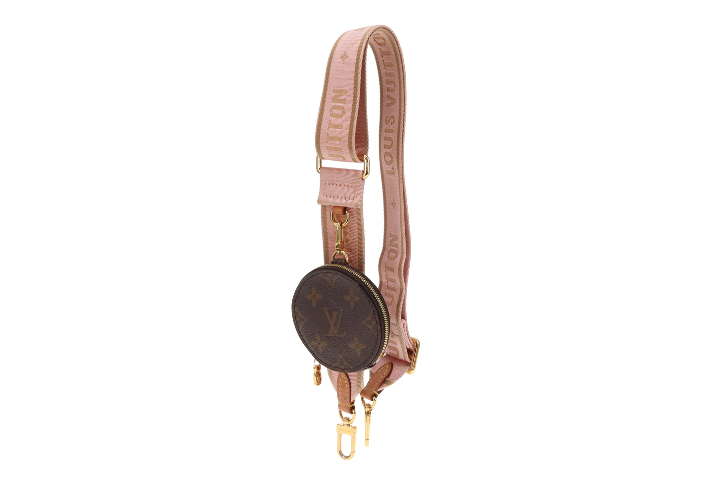 Louis Vuitton Strap Pink Canvas and Round Coin Purse
