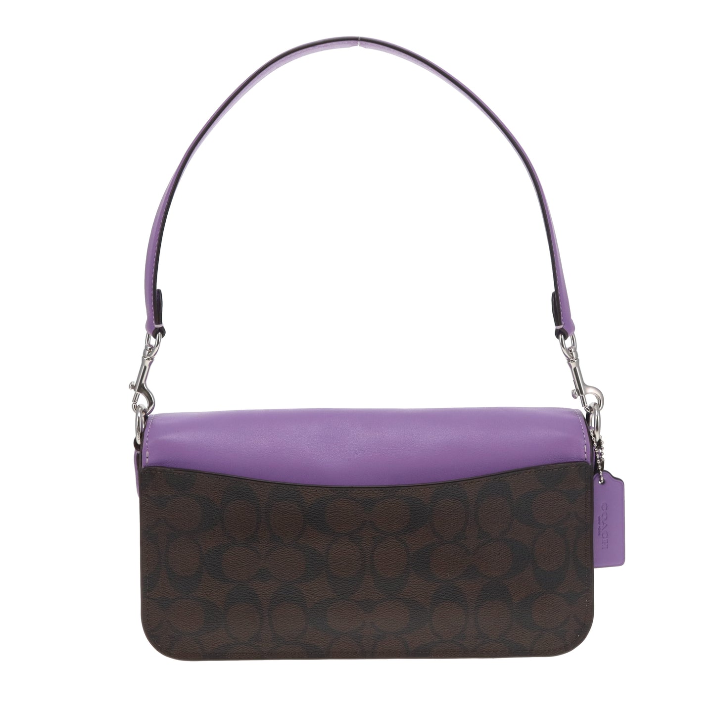 Coach Morgan Shoulder Bag Purple Leather and Signature Canvas