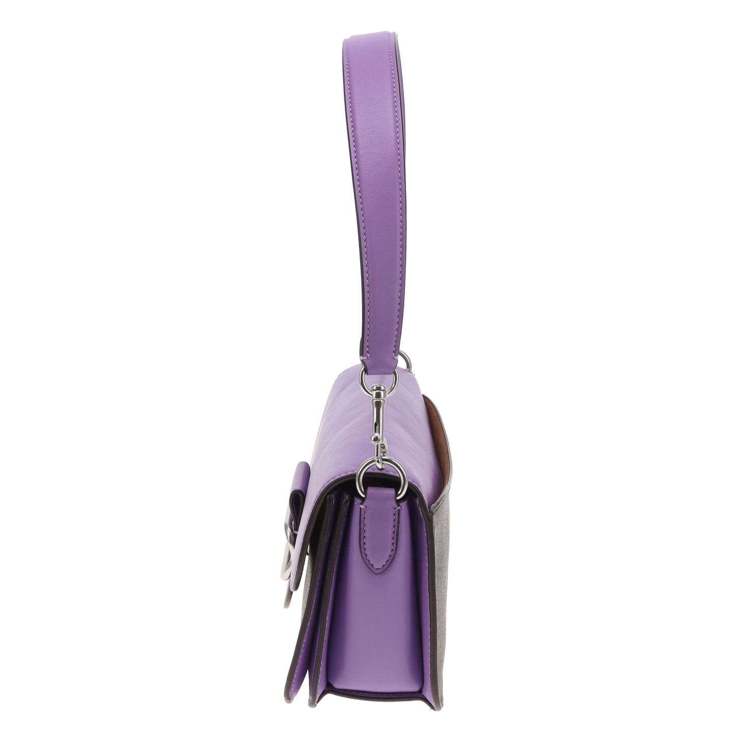 Coach Morgan Shoulder Bag Purple Leather and Signature Canvas