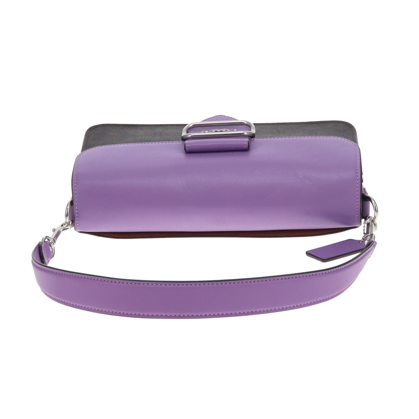 Coach Morgan Shoulder Bag Purple Leather and Signature Canvas
