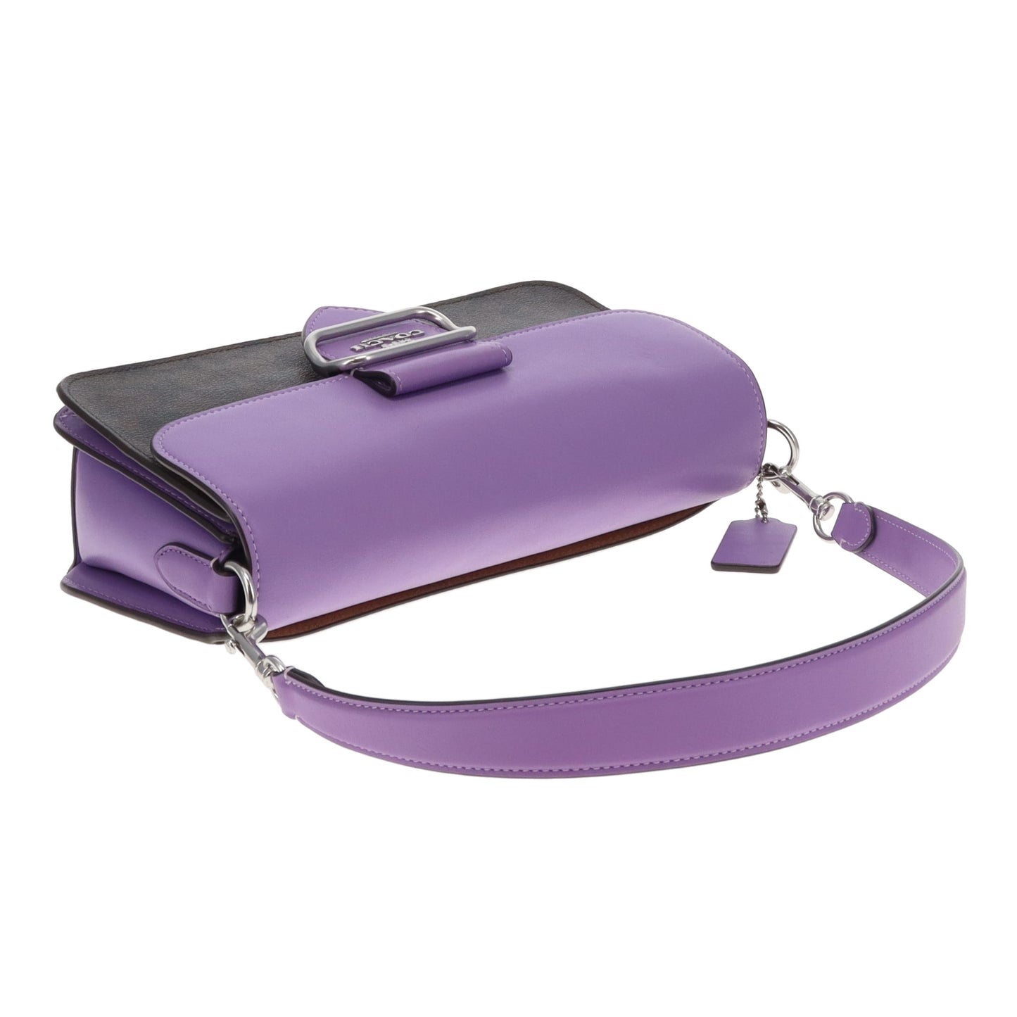 Coach Morgan Shoulder Bag Purple Leather and Signature Canvas