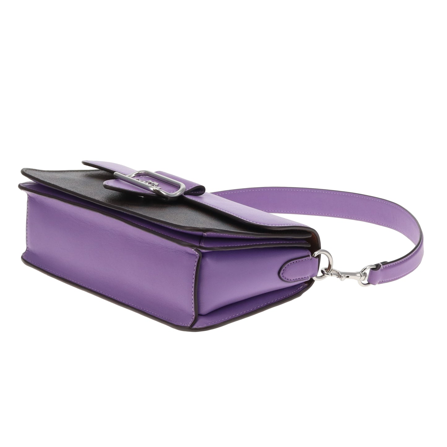 Coach Morgan Shoulder Bag Purple Leather and Signature Canvas