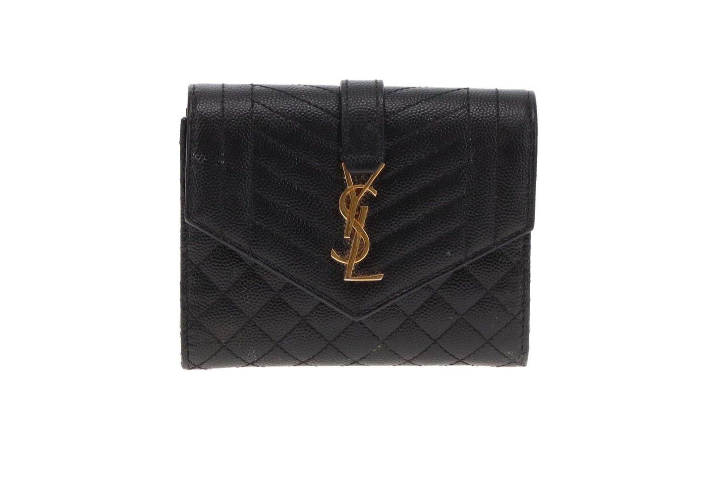 Saint Laurent Tri-Fold Wallet CompactCassandre Matelassé Leather