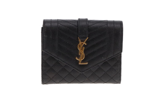 Saint Laurent Tri-Fold Wallet CompactCassandre Matelassé Leather