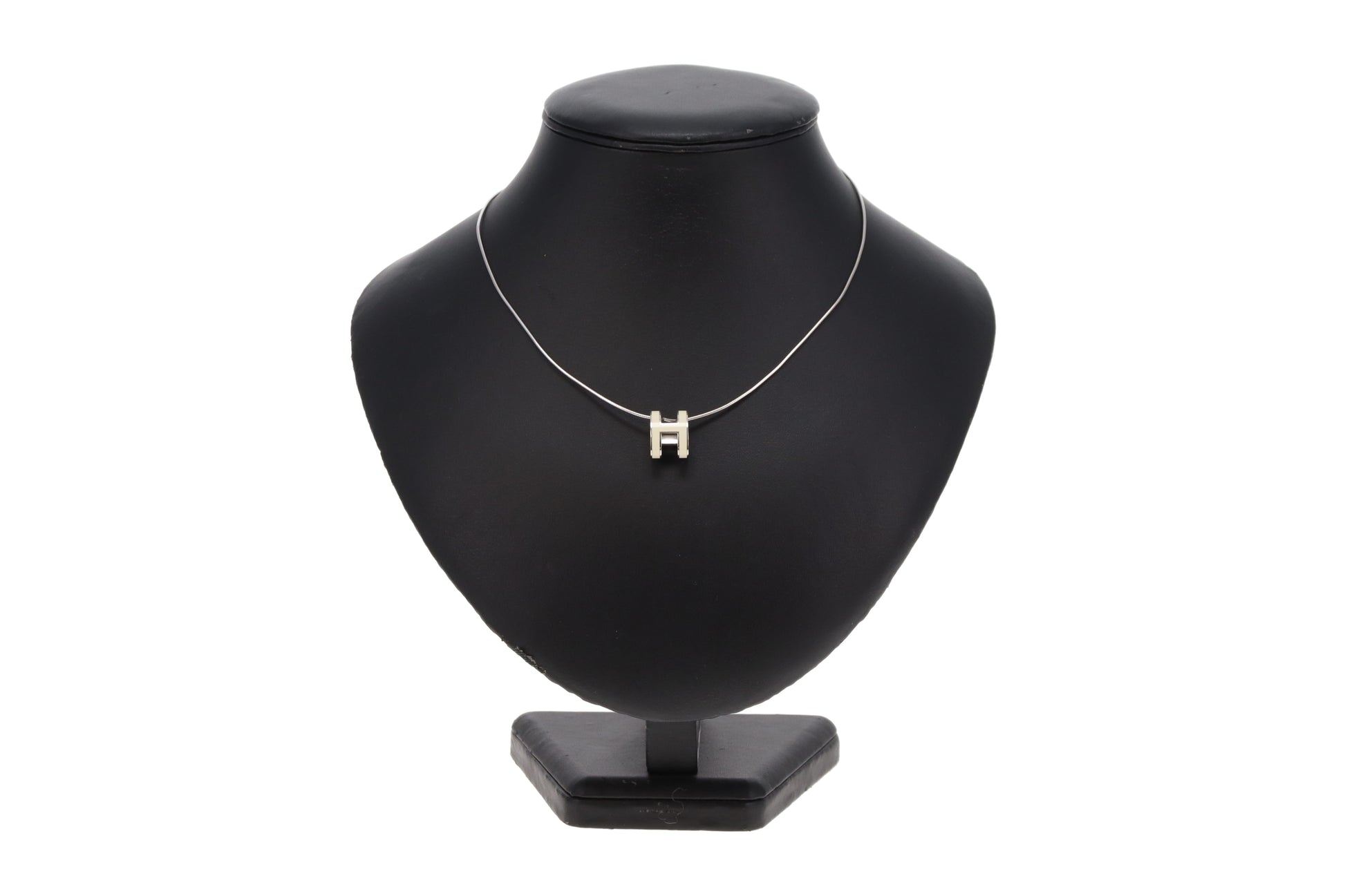 Hermes Pop H Pendant on Sterling Silver Snake Chain Vintage