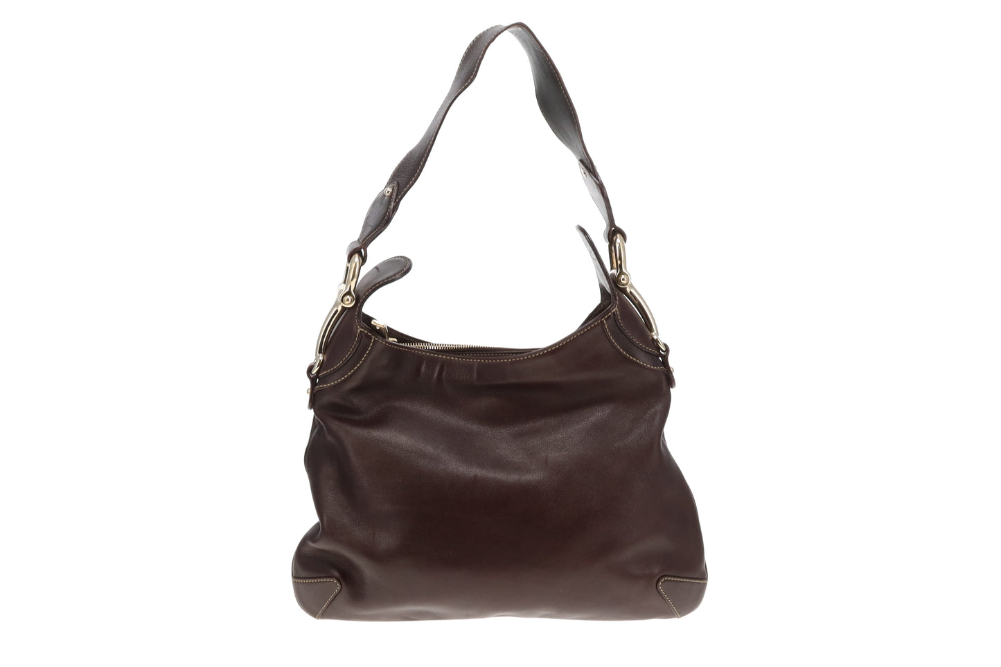 Gucci Shoulder Bag Brown Smooth Leather with Horsebit Detail