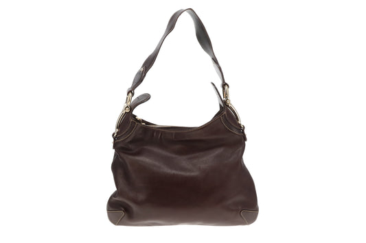 Gucci Shoulder Bag Brown Smooth Leather with Horsebit Detail