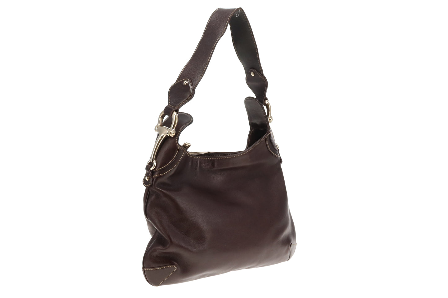 Gucci Shoulder Bag Brown Smooth Leather with Horsebit Detail