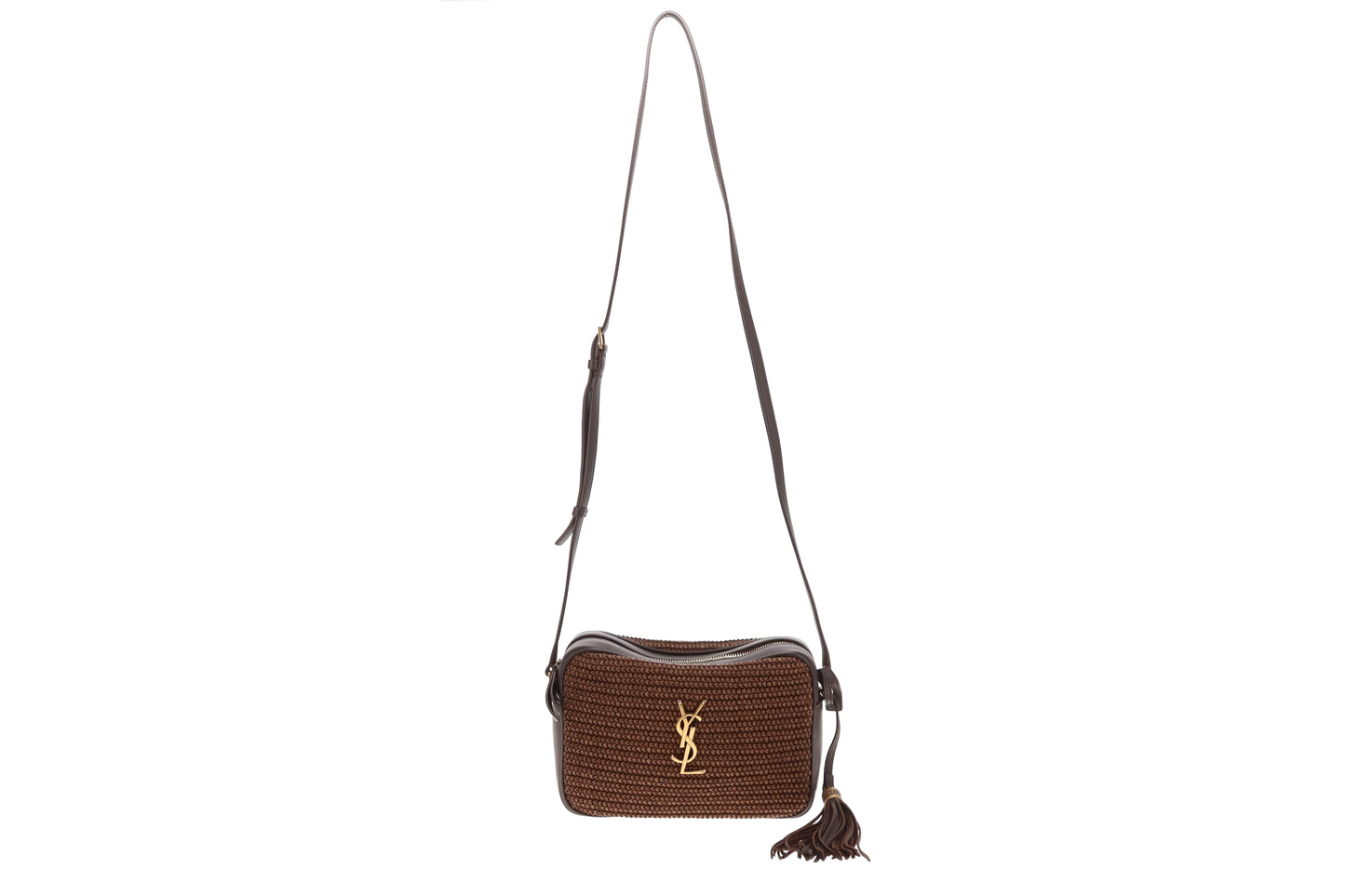 Saint Laurent Lou Camera Bag Choc Brown Raffia 2020