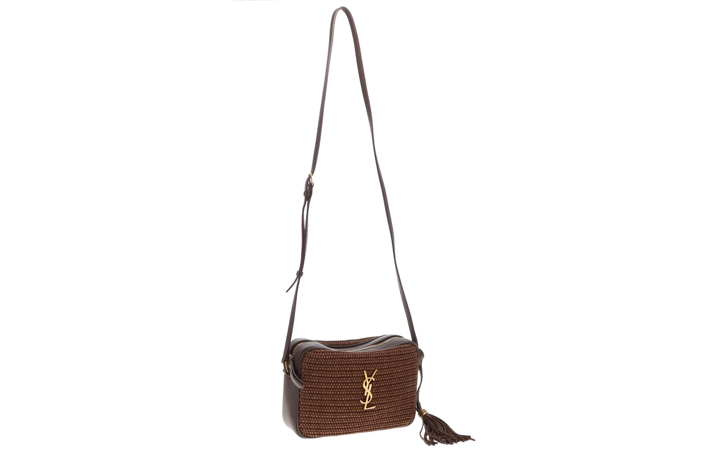 Saint Laurent Lou Camera Bag Choc Brown Raffia 2020