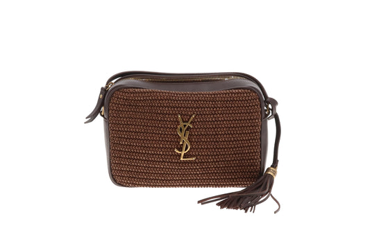 Saint Laurent Lou Camera Bag Choc Brown Raffia 2020